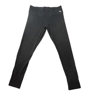 PINK‎ Victoria's Secret Yoga Leggings Womens Large Black Ankle Mesh Cutout
